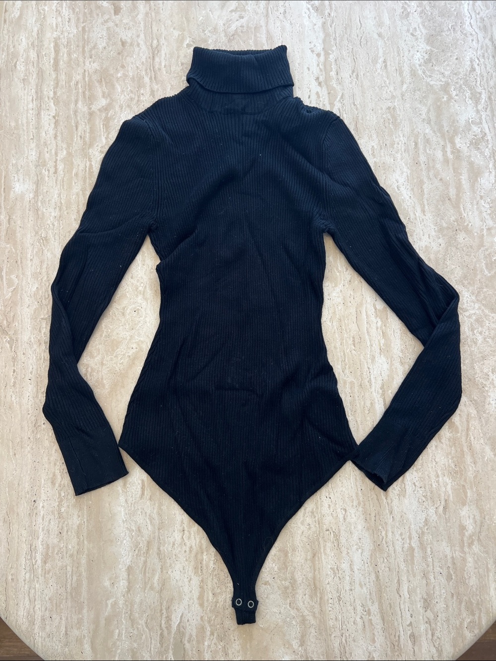 Abercrombie & Fitch Black Ribbed Turtleneck Bodysuit - Long Sleeve